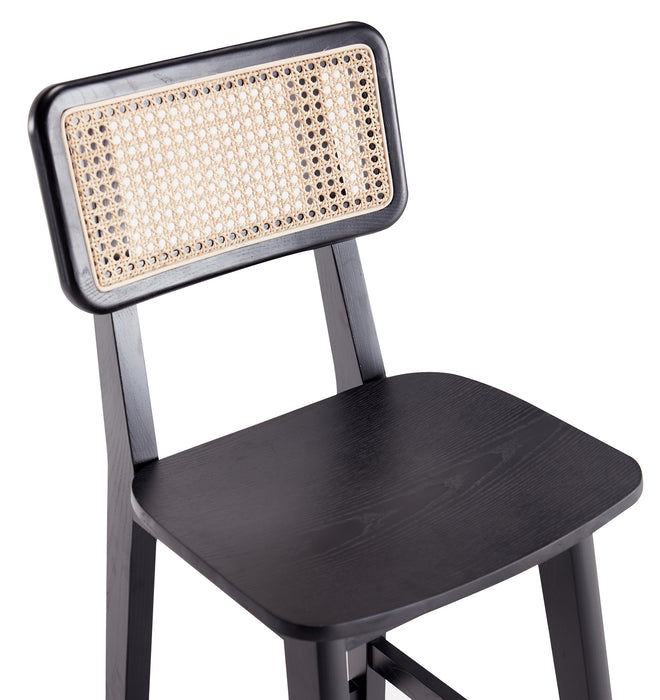 Manhattan Comfort Versailles Counter Height Barstool - Black & Natural Cane