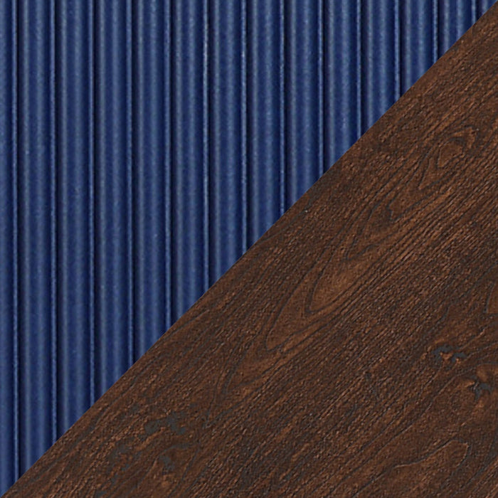 Manhattan Comfort Duane Modern Ribbed Coffee Table with Drawer & Shelf - Dark Brown & Navy Blue