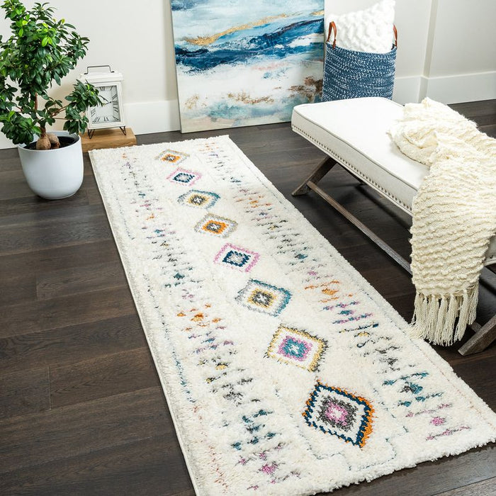 Lola Diamond Motif Shag Area Rug - 2'7\" x 8'