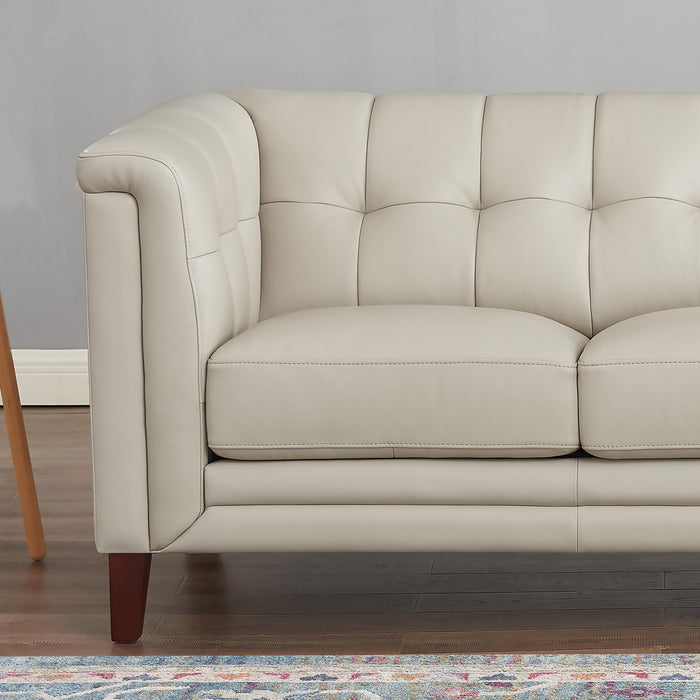 Hydeline Bodie Leather Loveseat - Vanilla