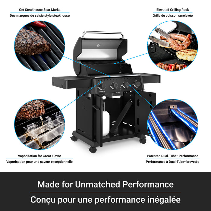 Broil King Crown 420 Shadow 4-Burner 40,000-BTU Propane Gas BBQ - 865154 Grill
