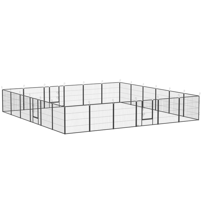 Pawhut Heavy Duty Dog Playpen, Metal Pet Puppy Exercise Pen, Diy Design, Outdoor Indoor, For Small And Medium Dogs, Grey