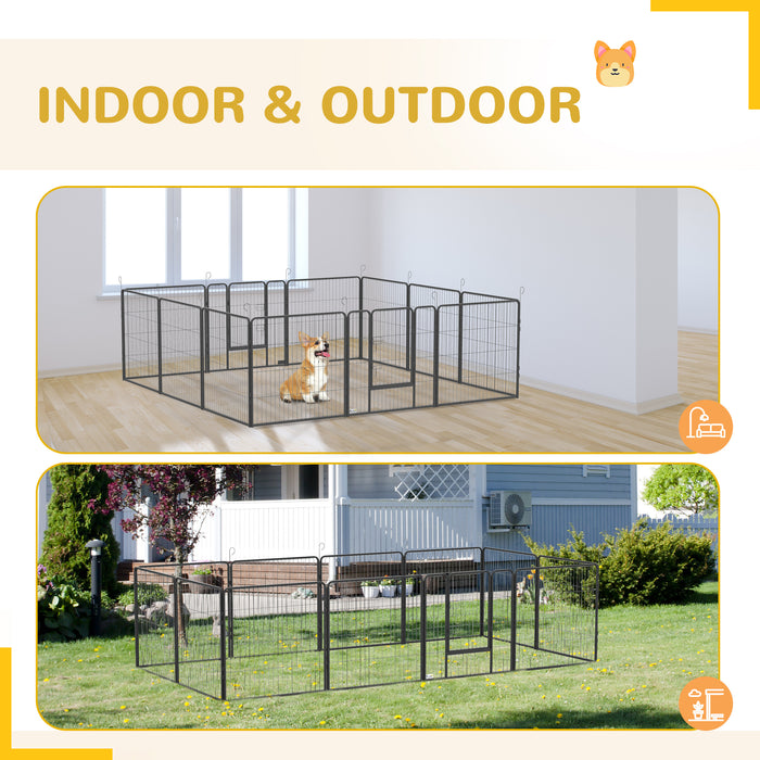Pawhut Heavy Duty Dog Playpen, Metal Pet Puppy Exercise Pen, Diy Design, Outdoor Indoor, For Small And Medium Dogs, Grey