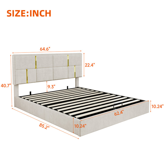 Nicole 2 Piece Bedroom Set With Upholstered Platform Bed And Ottoman Bench,queen Size,beige Queen Bed
