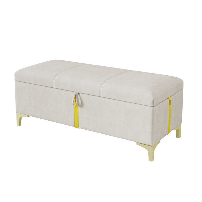 Nicole 2 Piece Bedroom Set With Upholstered Platform Bed And Ottoman Bench,queen Size,beige Queen Bed