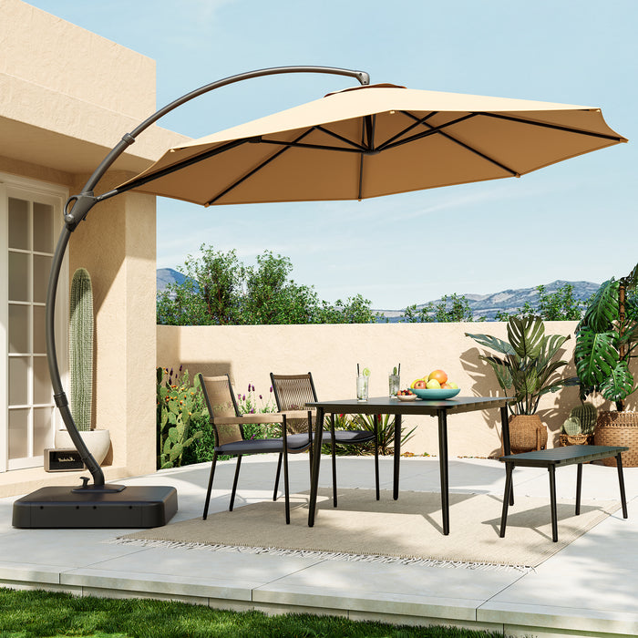 Lausaint 11FT Cantilever Umbrella with Base Beige Patio Umbrella