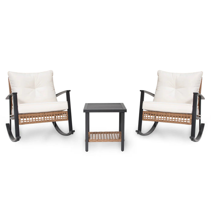 Lausaint 3 Piece Patio Conversation Set Beige Patio Seat