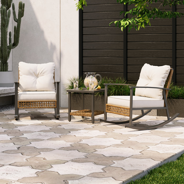 Lausaint 3 Piece Patio Conversation Set Beige Patio Seat