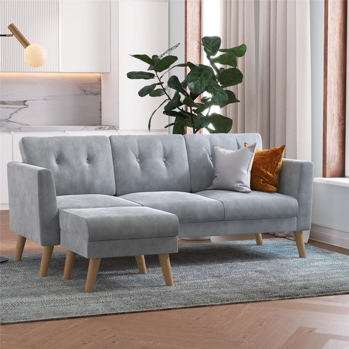 Cosmoliving By Cosmopolitan Gloria Velvet Sofa Sectional - Light Grey