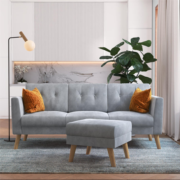 Cosmoliving By Cosmopolitan Gloria Velvet Sofa Sectional - Light Grey
