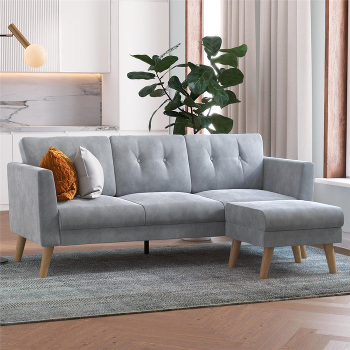 Cosmoliving By Cosmopolitan Gloria Velvet Sofa Sectional - Light Grey