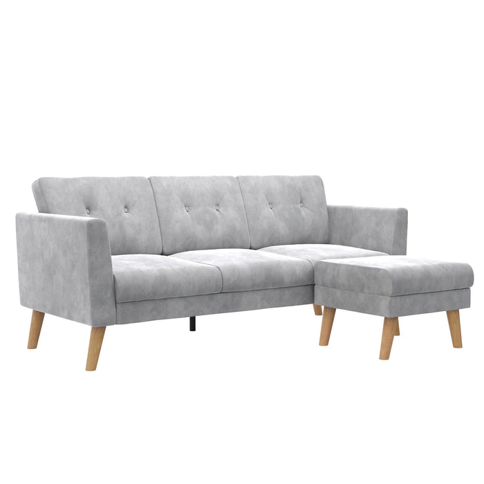 Cosmoliving By Cosmopolitan Gloria Velvet Sofa Sectional - Light Grey