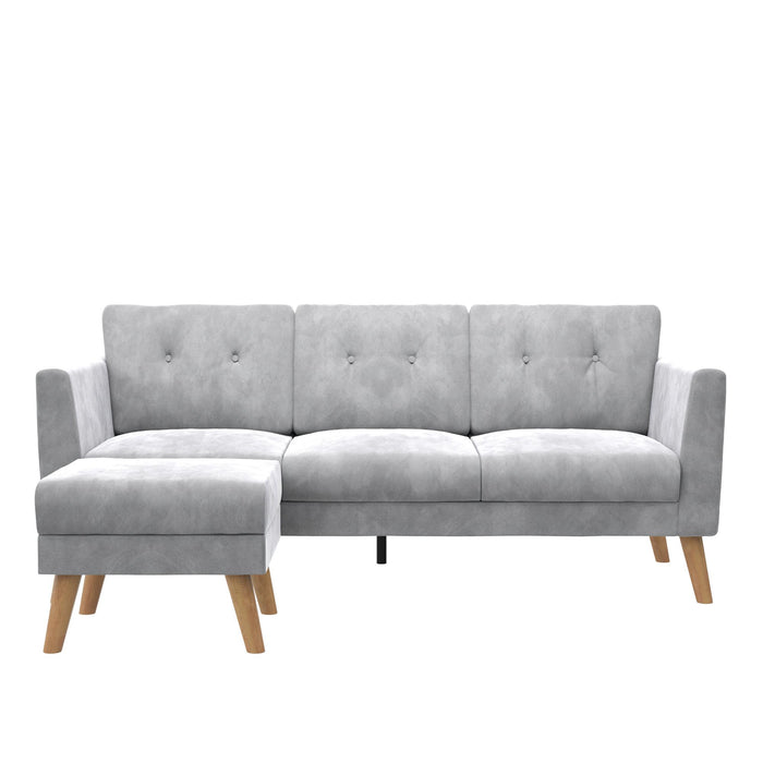 Cosmoliving By Cosmopolitan Gloria Velvet Sofa Sectional - Light Grey