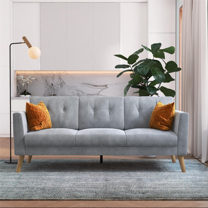 Cosmoliving By Cosmopolitan Gloria Velvet Sofa Sectional - Light Grey