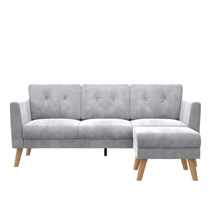 Cosmoliving By Cosmopolitan Gloria Velvet Sofa Sectional - Light Grey