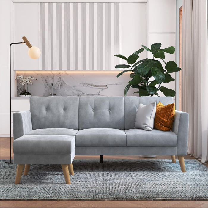 Cosmoliving By Cosmopolitan Gloria Velvet Sofa Sectional - Light Grey
