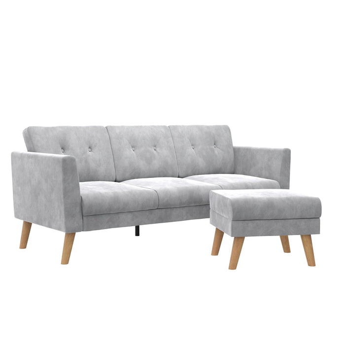 Cosmoliving By Cosmopolitan Gloria Velvet Sofa Sectional - Light Grey