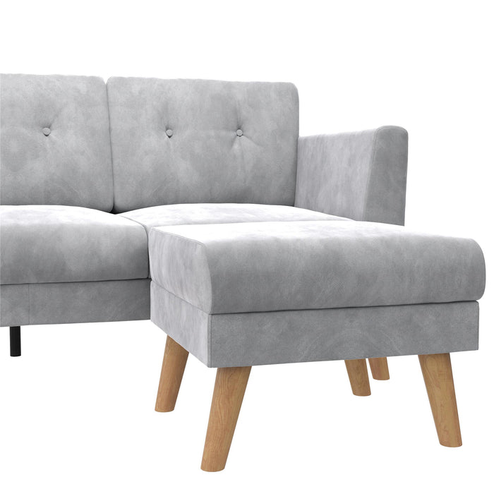 Cosmoliving By Cosmopolitan Gloria Velvet Sofa Sectional - Light Grey