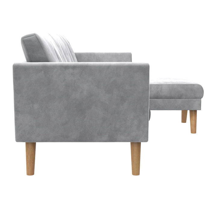Cosmoliving By Cosmopolitan Gloria Velvet Sofa Sectional - Light Grey