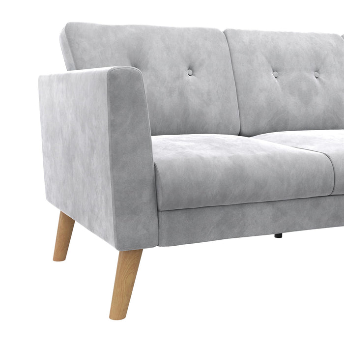 Cosmoliving By Cosmopolitan Gloria Velvet Sofa Sectional - Light Grey