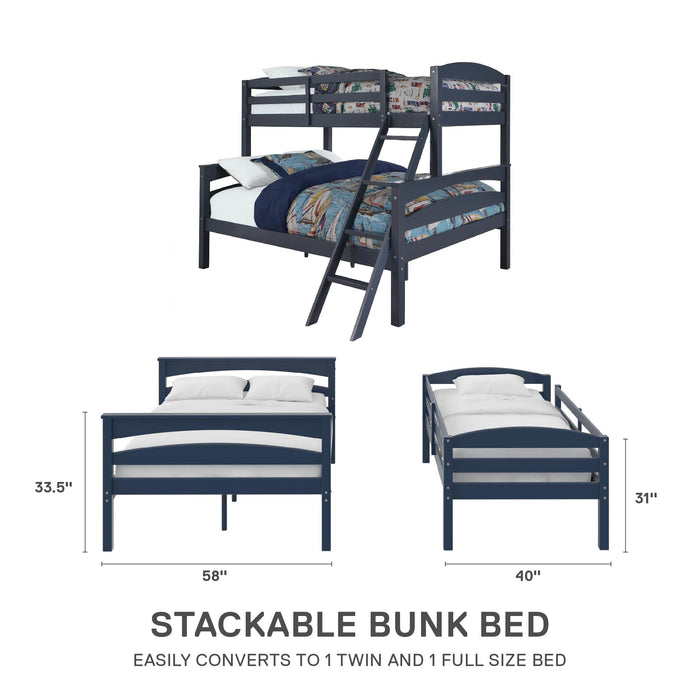 DHP Brady Twin Over Full Bunk Bed - Graphite Blue