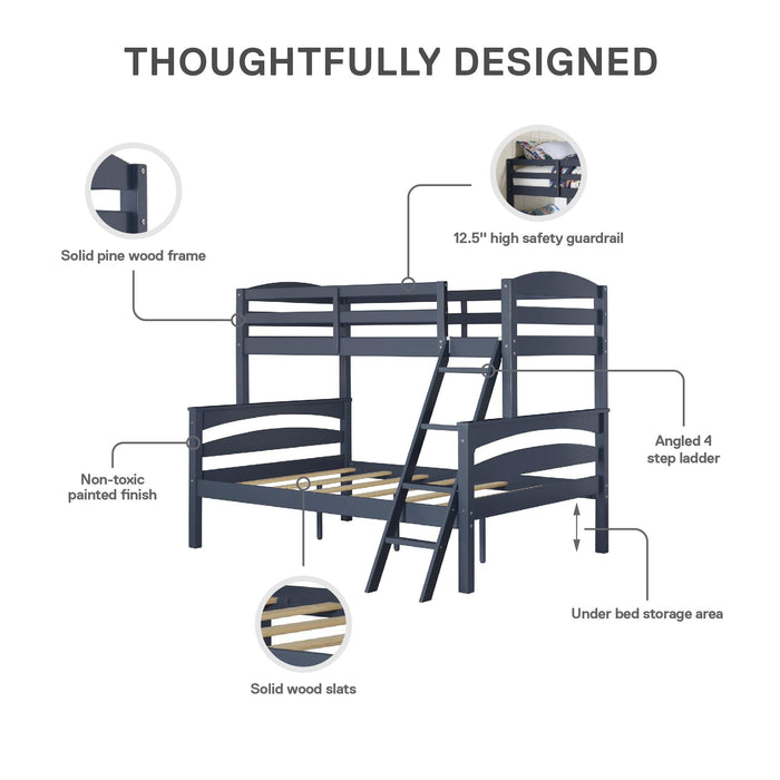 DHP Brady Twin Over Full Bunk Bed - Graphite Blue