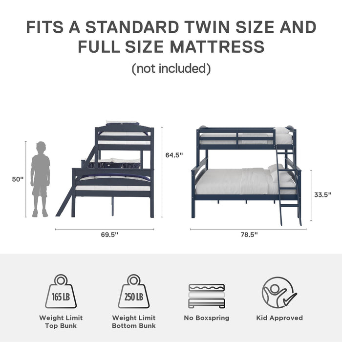 DHP Brady Twin Over Full Bunk Bed - Graphite Blue
