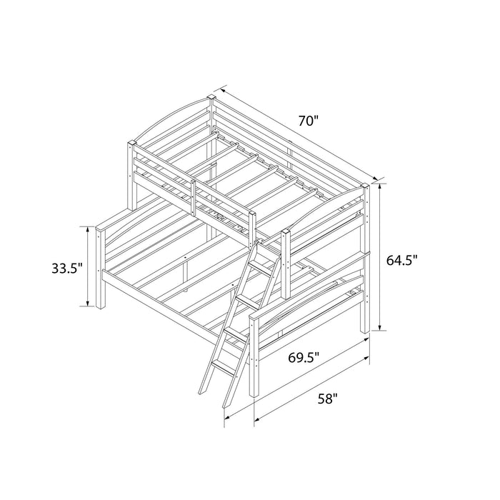 DHP Brady Twin Over Full Bunk Bed - Graphite Blue