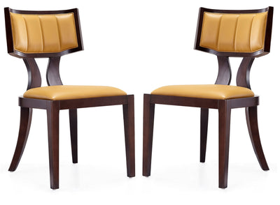 Manhattan Comfort Set of 2 Pulitzer Faux Leather Dining Chairs - Camel & Walnut|Ensemble 2 chaises de salle à manger Pulitzer de Manhattan Comfort en similicuir - chameau et noyer