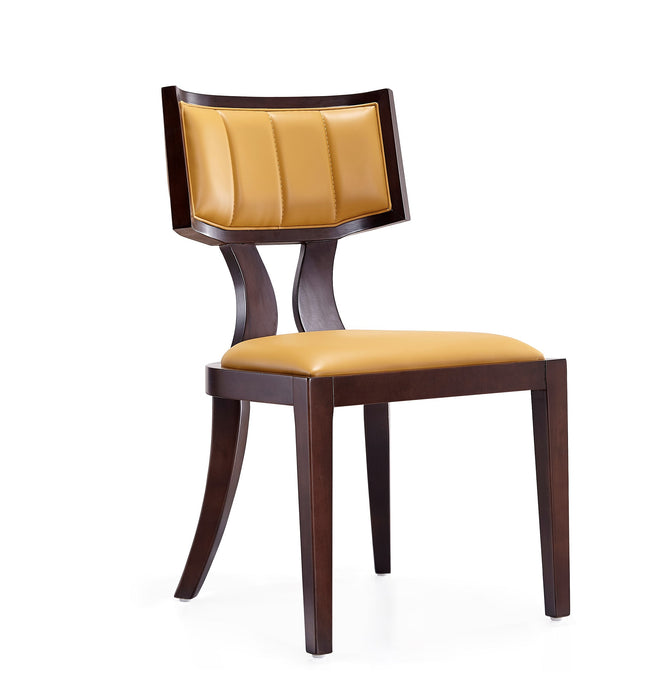 Manhattan Comfort Set of 2 Pulitzer Faux Leather Dining Chairs - Camel & Walnut