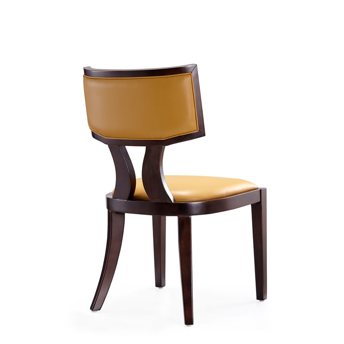 Manhattan Comfort Set of 2 Pulitzer Faux Leather Dining Chairs - Camel & Walnut