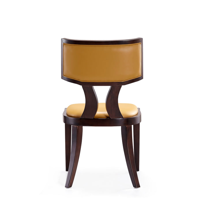 Manhattan Comfort Set of 2 Pulitzer Faux Leather Dining Chairs - Camel & Walnut