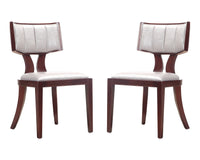 Manhattan Comfort Set of 2 Pulitzer Faux Leather Dining Chairs - Silver & Walnut