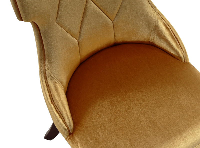 Manhattan Comfort Set of Two Reine Velvet Dining Chair - Antique Gold & Walnut