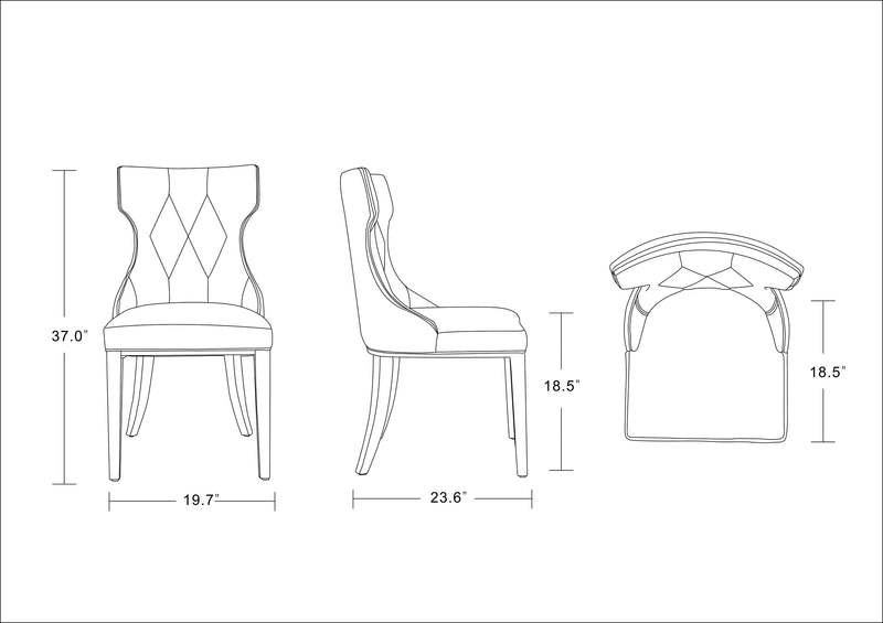 Manhattan Comfort Set of 2 Reine Velvet Dining Chairs - Grey & Walnut