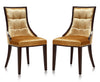 Manhattan Comfort Set of 2 Fifth Avenue Velvet Dining Chairs - Antique Gold & Walnut