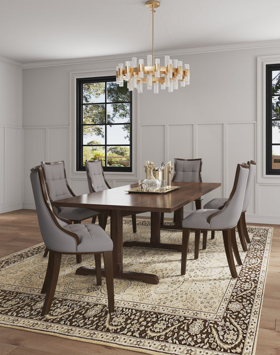 Manhattan Comfort Set of 2 Fifth Avenue Faux Leather Dining Chairs - Grey & Walnut