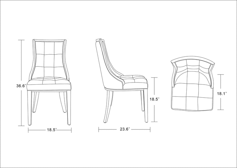 Manhattan Comfort Set of 2 Fifth Avenue Faux Leather Dining Chairs - Grey & Walnut