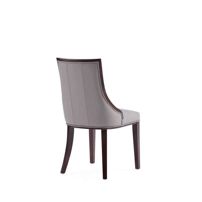 Manhattan Comfort Set of 2 Fifth Avenue Faux Leather Dining Chairs - Grey & Walnut