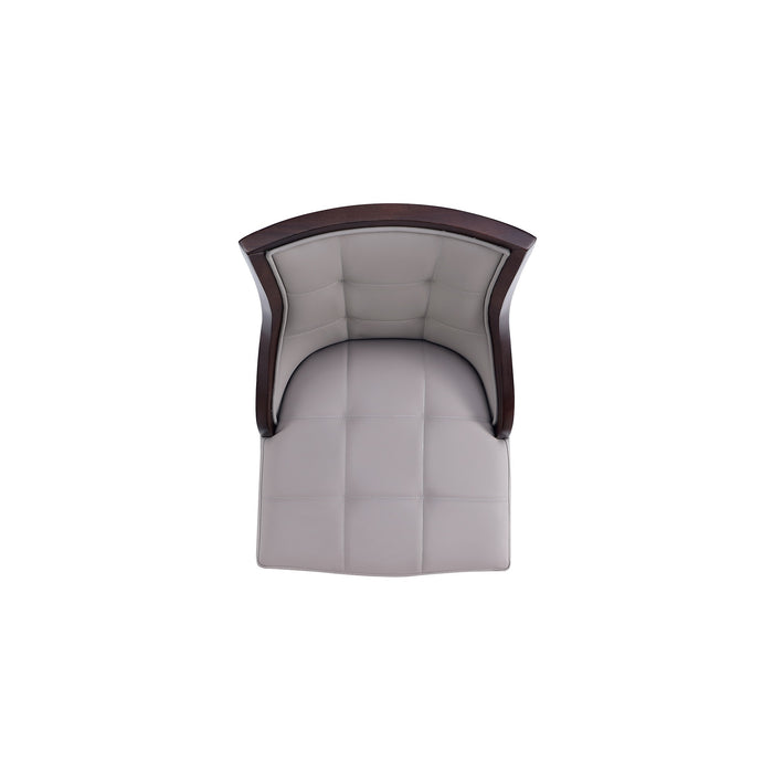 Manhattan Comfort Set of 2 Fifth Avenue Faux Leather Dining Chairs - Grey & Walnut