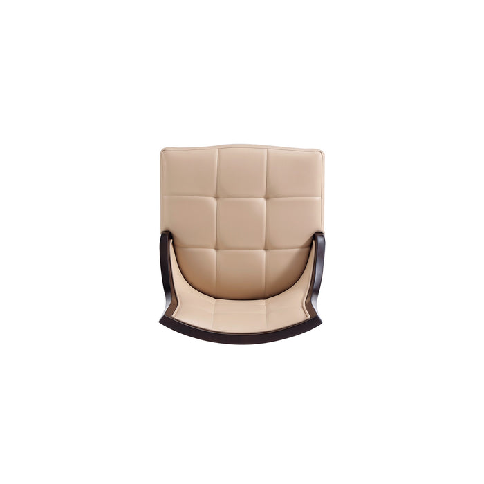 Manhattan Comfort Set of 2 Fifth Avenue Faux Leather Dining Chairs - Tan & Walnut