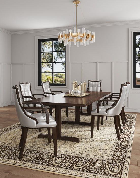 Manhattan Comfort Set of 2 Fifth Avenue Faux Leather Dining Chairs - Silver & Walnut