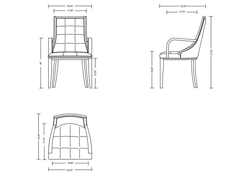 Manhattan Comfort Set of 2 Fifth Avenue Faux Leather Dining Chairs - Silver & Walnut