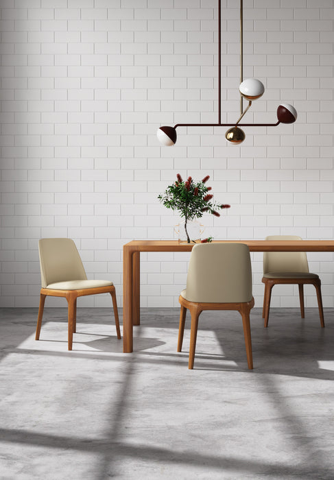 Manhattan Comfort Courding Faux Leather Dining Chair - Tan & Walnut