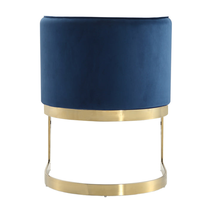 Manhattan Comfort Aura Velvet Dining Chair - Royal Blue & Polished Brass
