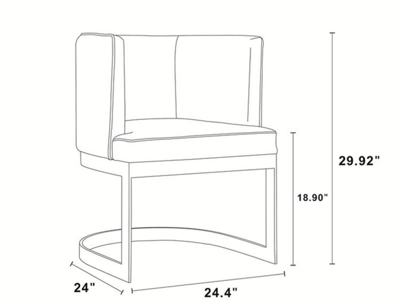 Manhattan Comfort Aura Velvet Dining Chair - Sand & Polished Brass