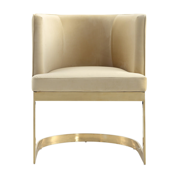 Manhattan Comfort Aura Velvet Dining Chair - Sand & Polished Brass