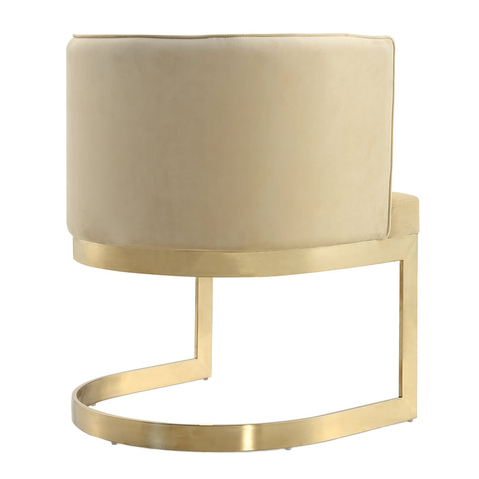 Manhattan Comfort Aura Velvet Dining Chair - Sand & Polished Brass