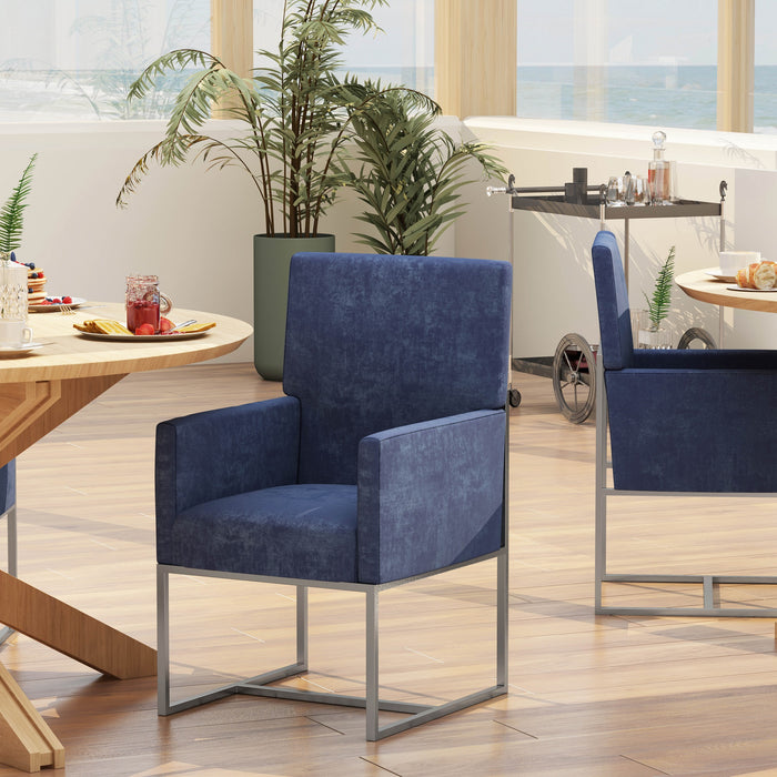 Manhattan Comfort Element Armless Dining Chair - Blue Velvet