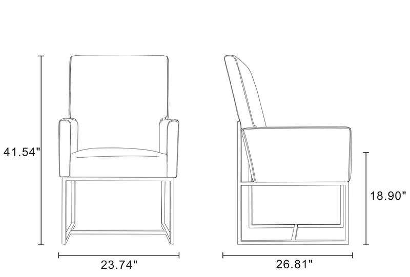 Manhattan Comfort Element Velvet Armless Dining Chair - Steel